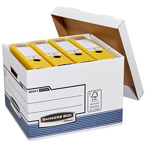 10 Bankers Box Archivboxen weiß/blau 33,5 x 40,4 x 29,2 cm von Bankers Box