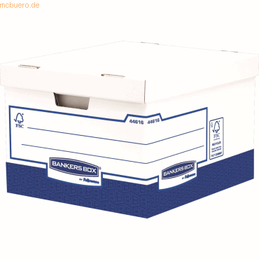 10 x Bankers Box Archivbox Heavy Duty BxHxT 38x28,7x43cm weiß/blau von Bankers Box