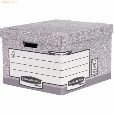 10 x Bankers Box Archivbox groß BxHxT 38,7x29,4x44,5cm grau von Bankers Box