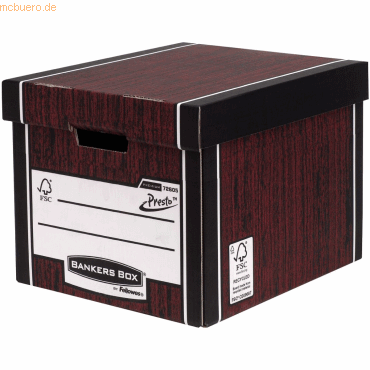 10 x Bankers Box Archivbox hoch Premium BxHxT 34,2x30,3x40cm Holzoptik von Bankers Box