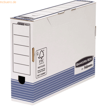 10 x Bankers Box Archivschachtel Folio 80mm weiß/blau FSC von Bankers Box