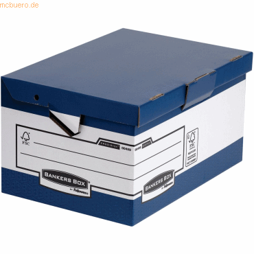 10 x Bankers Box Klappdeckelbox Ergo-Stor Maxi BxHxT 39x31x56cm blau/w von Bankers Box