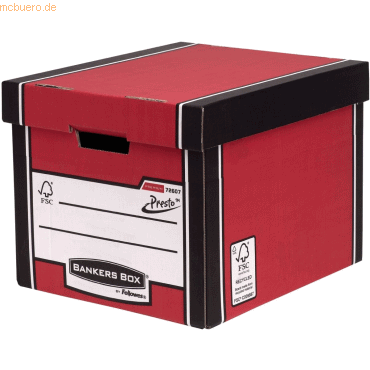 Bankers Box Archivbox hoch Premium BxHxT 34,2x30,3x40cm rot von Bankers Box