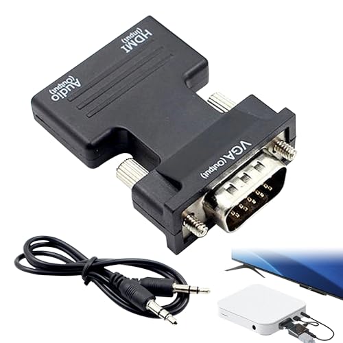 Bansusu 1 Set VGA-auf-HDMI-Kabel, 1080p, 60 Hz, Stereo, Audio-Video-Ausgang, HDMI auf VGA-Adapter, Konverter, Adapter, VGA-zu-HDMI-Konverter für Monitor, TV, Computer, Laptop, PC, Projektor und mehr Bansusu 1 Set VGA-auf-HDMI-Kabel, 1080p, 60 Hz, Stereo, Audio-Video-Ausgang, HDMI auf VGA-Adapter, Konverter, Adapter, VGA-zu-HDMI-Konverter für Monitor, TV, Computer, Laptop, PC, Projektor und mehr von Bansusu