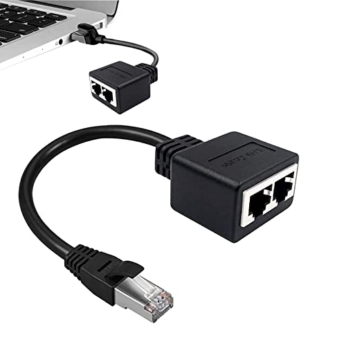 Bansusu Dual RJ45 Ethernet Kabel Splitter Adapter Stecker auf 2 Buchse LAN Netzwerk Extender High-Speed Stecker für Cat5, Cat5e, Cat6, Cat7 - Heim- und Bürogebrauch (schwarz) von Bansusu