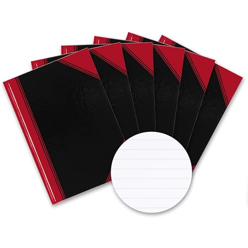 Bantex Notizbuch A4 liniert, 192 Seiten, 70 g/m², Hardcover, schwarz, 6 Stück von Bantex
