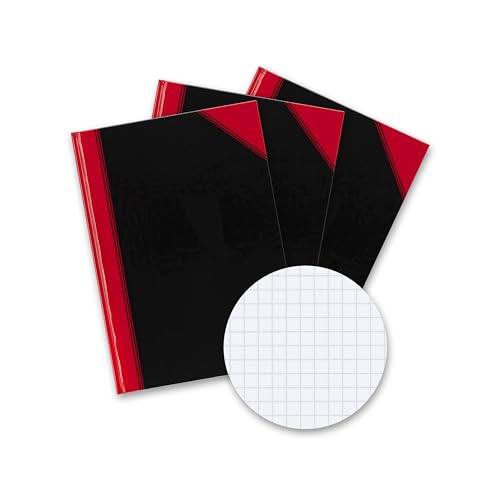 Bantex Notizbuch A5 kariert, 192 Seiten, 70 g/m², Hardcover, schwarz, 3 Stück von Bantex