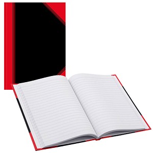 Bantex Notizbuch Chinakladde DIN A6 liniert, schwarz/rot Hardcover 192 Seiten von Bantex