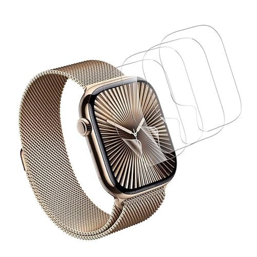 Banuyaw für Schutzfolie Apple Watch Series 10 42mm Folie Apple Watch Series 10 42mm Panzerfolie, für Blasenfrei Glasfolie Apple Watch Series 10 42mm Displayschutzfolie, 4 Stück Soft TPU Schutzglas von Banuyaw