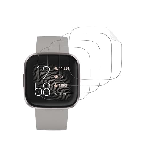 Banuyaw für Schutzfolie Fitbit Versa 2 Displayschutzfolie, für Soft TPU Folie Fitbit Versa 2 Panzerfolie, 4 Stück Ultra HD Schutzglas Blasenfrei Screen Protector von Banuyaw