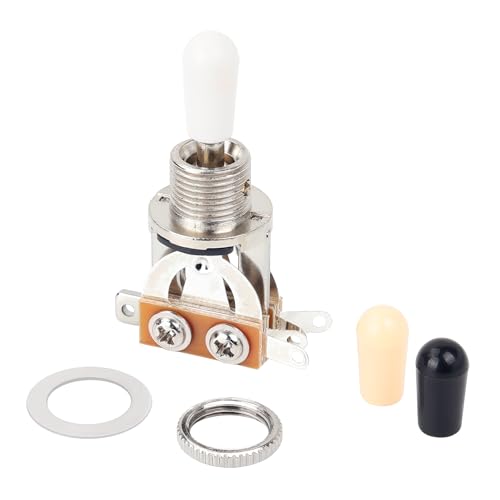 Banworks Metric 3-Wege-Kippschalter Tonabnehmer-Wahlschalter für Epiphone EPI LP Les Paul Style Gitarre JT/DWQ-01, Chrom mit weißer Spitze Banworks Metric 3-Wege-Kippschalter Tonabnehmer-Wahlschalter für Epiphone EPI LP Les Paul Style Gitarre JT/DWQ-01, Chrom mit weißer Spitze von Banworks