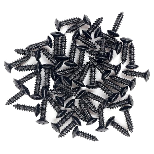 Banworks Schrauben-Set für die Rückplatte von E-Gitarre und Bass, 3 mm (1/8 Zoll), Kreuzschlitz, ovaler Kopf, Schlagbrett-Befestigungsschrauben, 50 Stück, JT/LSD-01, Schwarz von Banworks