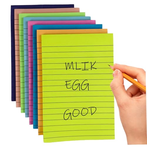 (8 Pads) Sticky Notes 4x6 in, 50 Blätter pro Pad, helle farbenfrohe klebrige Notizpolster für Büro, Schule, Zuhause, Schreibtisch, Planer und Journal (mehrfarbig) von Banziaju