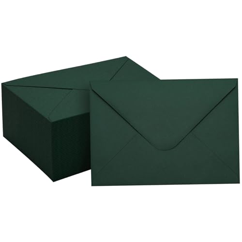 50pcs grüne Umschläge A7 Dunkel 5x7 V-Flauch-Kleberpapier für Einladungsabschluss-Babyparty Hochzeit, Hochzeitsumschläge von Banziaju