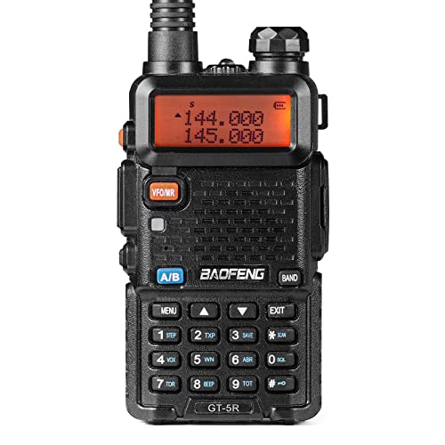 BAOFENG GT-5R Walkie Talkie, Dual Band Funkgerät für UHF VHF 144-146/430-440MHz, große Reichweite mit Speicher für 128 Kanäle, 1800 mAh Akku, Kopfhörer für Erwachsene, Wird von Chirp unterstützt von Baofeng