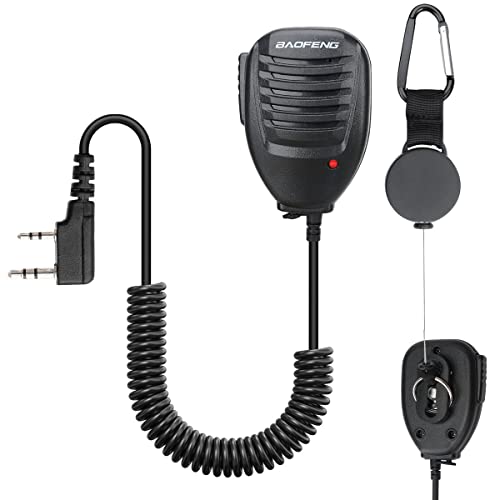 BAOFENG Original UV-5R Mikrofon für Zwei-Wege-Radio-Schulter-Handlautsprecher, Mikrofon mit Handzugseil, UV-5R, UV-5R, UV-5R, Plus, UV-82, UV-82HP, UV-S9, BF-F8HP etc von Baofeng