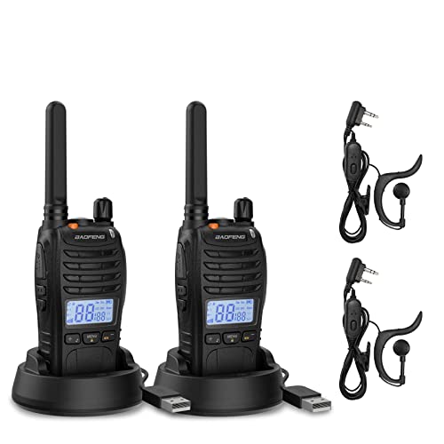 Baofeng BF-88ST Pro PMR446 Walkie Talkie, Verbesserte Wiederaufladbare Lizenzfreie Funkgeräte mit Großer Reichweite, LCD-Display, VOX-Dual-Watch, Tischladegerät und Ohrhörern, 2er-Pack von Baofeng