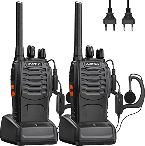 Baofeng Funkgerät Walkie Talkie PMR446 Zwei-Wege-Radio Professionell 16 Kanäle Gegensprechanlage 2 Stücke Wiederaufladbarer Sende-und Empfangsgerät Set mit Kopfhörern und LED-Licht von Baofeng