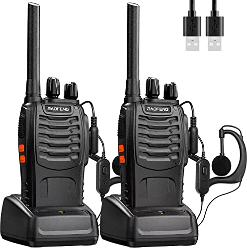 Baofeng Walkie Talkies PMR446 Funkgeräte Professionelle Zwei-Wege-Radio16 Kanäle Gegensprechanlage Wiederaufladbarer Funkempfänger Sende- und Empfangsgerät für Erwachsene mit Kopfhörern (2 Stück) von Baofeng