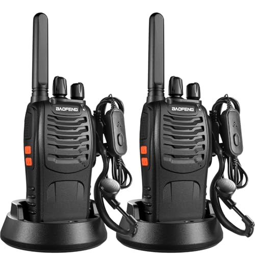 Baofeng Walkie Talkies PMR446 Funkgeräte Zwei-Wege-Radio Professionelle Große Reichweite 16 Kanäle VOX Wiederaufladbares Walkie Talkie BF-88X, Inklusive Ohrhörer, Akku und Ladegerät(2 Stück) von Baofeng