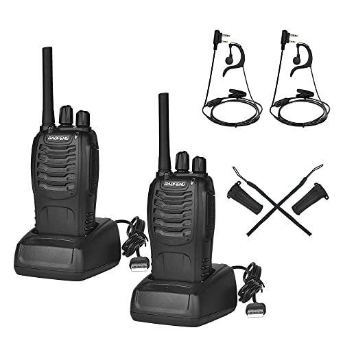 Walkie Talkie BAOFENG Langstrecken mit Headset,Professionelle PMR-Funkgeräte Reichweite 1-5 km,16 Kanäle Walkie Talkies,Sprechfunkgerät mit LED Taschenlampe (2 Stück) von Baofeng