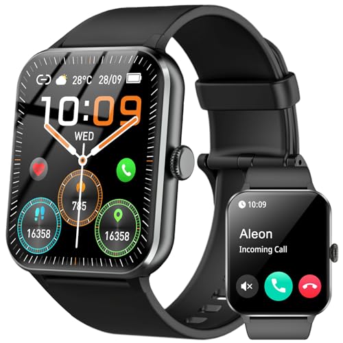 Baolubao Smartwatch Damen Herren, 1,85 Zoll Touchscreen Smart Watch mit Bluetooth Anrufe, IP68 Wasserdicht Fitnessuhr mit Herzfrequenzmonitor Schlafmonitor Schrittzähler, Sportuhr für iOS Android von Baolubao