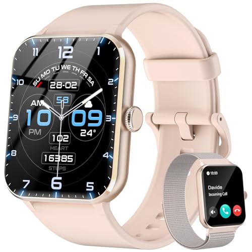 Smartwatch Damen Herren mit Künstliche KI/Message Reminder,Sportuhr mit 100+Sportmodi, Fitnessuhr,Herzfrequenz Schlafmonitor, Schrittzähler, Smart Watch für Android iOS（2 Armband） von Baolubao