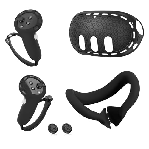 Baomaeyea Controller-Griffabdeckung für Meta Quest 3, kompatibel mit Meta Quest 3 VR Headset, Controller-Griffe, Abdeckung und Silikon-Gesichtspolster und VR-Headset, Schutzschale, VR-Zubehör-Set von Baomaeyea