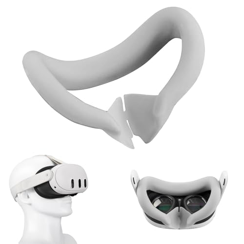 Baomaeyea Gesichtsabdeckung Aus Silikon für Meta Quest 3,Silikon-Gesichtskissenpolster Kompatibel mit Quest 3 Zubehör,MetaQuest 3 VR Headset Silikon Maske VR Zubehör Schweißdichtes Komfortable(weiß) von Baomaeyea
