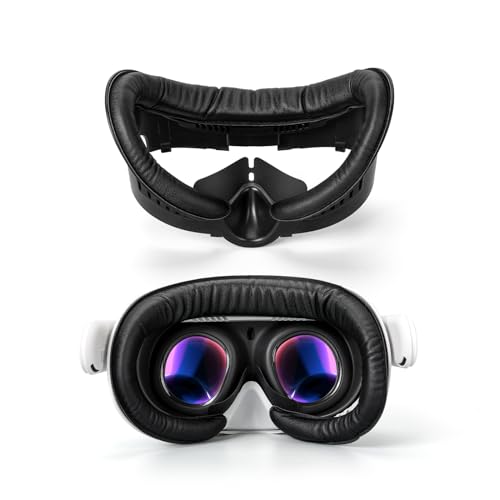 Baomaeyea Gesichtsabdeckung für Meta Quest 3,VR Gesichts Interface Halterung PU Leder Schaum Gesichtsabdeckung Kompatibel mit Meta Quest 3 VR Headset Zubehör Gesichtspad (4-in-1 Schwarz) von Baomaeyea