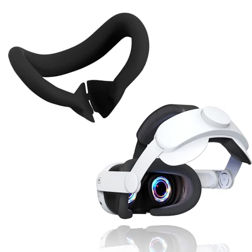 Baomaeyea Silikon-Augenpolster für Meta Quest 3, verstellbarer Elite-Gurt, kompatibel mit Meta Quest 3 VR-Zubehör, bequem und druckreduzierend (Schwarz + Weiß) von Baomaeyea