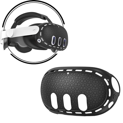Baomaeyea VR Headset Shell Schutzhülle für Meta Quest 3,Silikon VR Shell Front Face Protector Abdeckung Kompatibel mit Meta Quest 3 Schockproof & Dauerhafter umfassender Schutz für VR(schwarz) von Baomaeyea