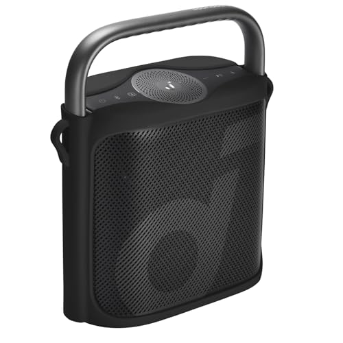 Silikon-Schutzhülle für Soundcore Motion X500, Reise-Tragetasche, kompatibel mit Soundcore Motion X500 Bluetooth-Lautsprecher, tragbare Tragetasche mit Schultergurt, Schwarz von Baomaeyea