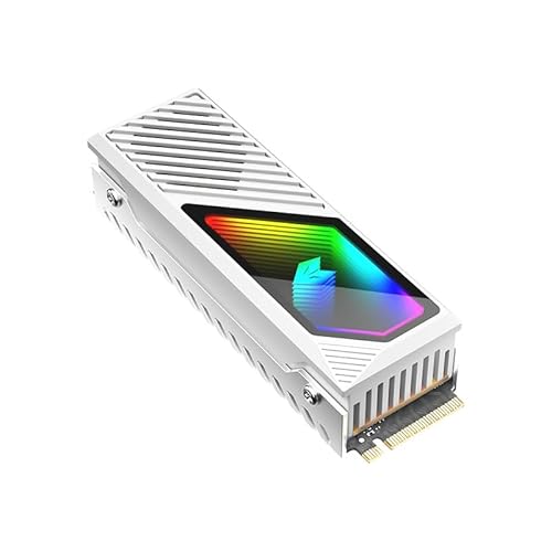 Baotkere RGB Sync M.2 NVMe SSD Kühlkörper mit eingebautem Lüfter und Thermopad, Ultra Kühlleistung mit stylischer LED und transparenter Linse von Baotkere