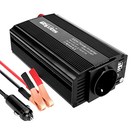 Bapdas 500W Spannungswandler Wechselrichter DC 12V auf 220-230V Power Inverter 2 USB Anschlüsse mit Zigarettenanzünder-Stecker von Bapdas