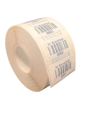 Inventaretiketten "Ihr Wunschtext" Universal Etiketten 30x15mm fertig bedruckt 4 bis 6 Stellig 1000Etiketten/Rolle von Barcodelabels24