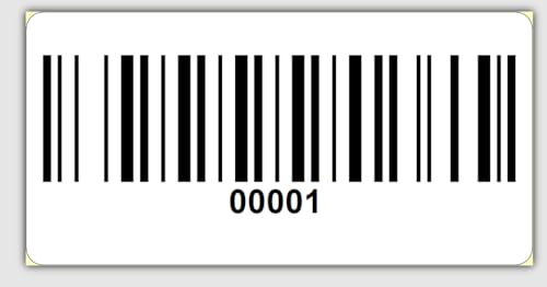 Universal Etiketten Archivierungsetiketten 30x15mm Code 128B 1000Etiketten/Rolle 4 bis 6 Stellig (PE-Folie Weiß, 00001-01000) von Barcodelabels24