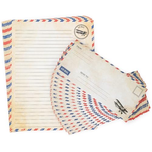 60 Stück Luftpostpapier und Umschläge, blaues Briefpapier für Einladungen, Liebesbriefe, Briefe an Truppen, Weihnachtsbrief, 21,6 x 27,9 cm von Bargain Paradise