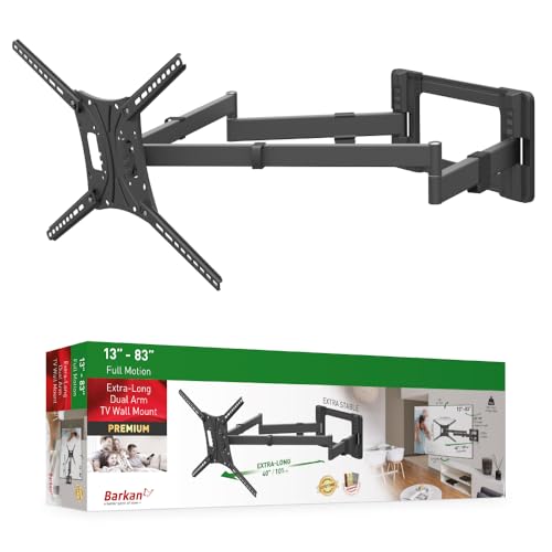 Barkan 1 Meter lang TV Wandhalterung, 13 - 80 Zoll Doppelarm, Schwenkbar / Vollbewegung flach & curved Fernseher TV Halterung, hält bis 50Kg, Extra stabil, 101cm, für LED OLED LCD, Max. VESA 600x400 Barkan 1 Meter lang TV Wandhalterung, 13 - 80 Zoll Doppelarm, Schwenkbar / Vollbewegung flach & curved Fernseher TV Halterung, hält bis 50Kg, Extra stabil, 101cm, für LED OLED LCD, Max. VESA 600x400 von Barkan