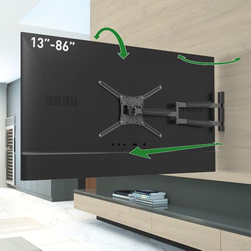 Barkan 102cm Lange TV Wandhalterung, 13-83 Zoll Schwenkbar/Neigbar/Vollbewegung TV Halterung, hält bis 50Kg, extra Langer Auszug, für LED OLED LCD, Max. VESA 600x400, BM443XL von Barkan