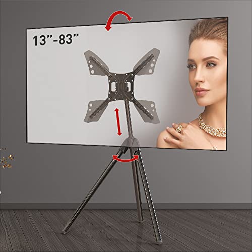 Barkan 13-83 Zoll Neigbare & Höhenverstellbar TV Bodenständer im Staffelei Design, hält bis 50Kg, 5 Jahre Garantie, Standfuß, Ständer, Tripod, TV Stativ, Max. VESA 600x400, Fernseher Halterung von Barkan