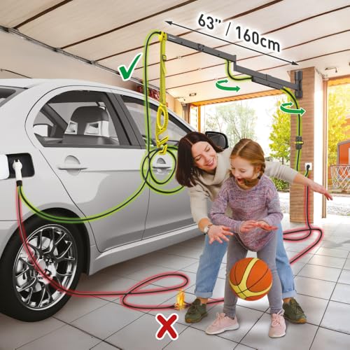 Barkan 160cm Lange EV Ladekabel Wandhalterung arm, 5 Jahre Garantie, Draußen/Outdoor Wetterfest und wasserdicht, für E Auto EV/PHEV/Elektroauto Kabel von Barkan
