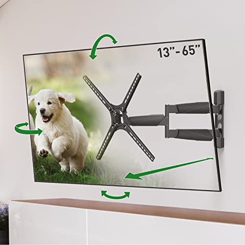 Barkan 53.5cm Lange TV Wandhalterung, 13-65 Zoll Schwenkbar/Neigbar/Vollbewegung luxuriösen TV Halterung, hält bis 36Kg, extra Langer Auszug, für LED OLED LCD, Max. VESA 400x400 von Barkan