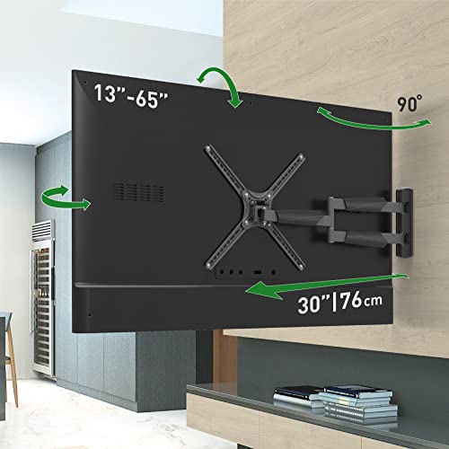 Barkan 76cm Lange TV Wandhalterung, 13-65 Zoll Schwenkbar/Neigbar/Vollbewegung flach & Curved Fernseher TV Halterung, hält bis 36Kg, extra Langer Auszug, für LED OLED LCD, Max. VESA 400x400 von Barkan