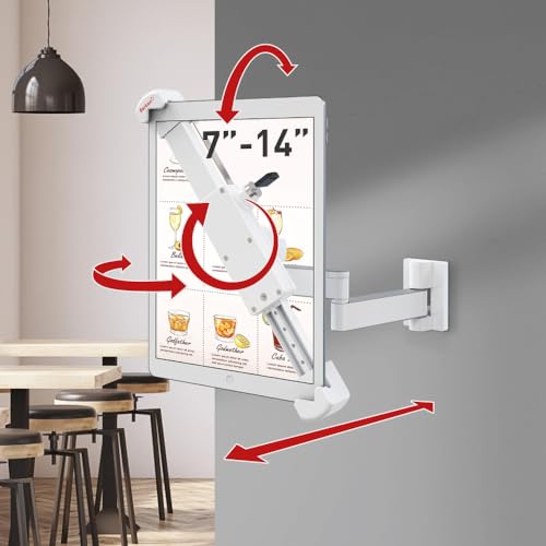 Barkan Abschließbare Tablet-Halterung für 22,1–30,5 cm (8,7–12 Zoll) Geräte, Diebstahlschutz, voll bewegliche Gelenke, 360 Grad drehbare Halterung, passend für Apple iPad/Air/Mini, Samsung Galaxy Tab, von Barkan