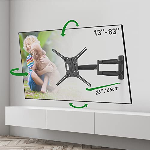 Barkan Lange TV Wandhalterung, 13-75 Zoll Schwenkbar/Neigbar/Vollbewegung Prämie flach & Curved Fernseher TV Halterung, hält bis 43Kg, extra Langer Auszug, für LED OLED LCD, Max. VESA 600x400 von Barkan