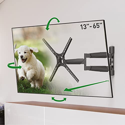 Barkan Long TV Wall Mount, 13-65 inch Full Motion Articulating - 4 Movement Premium Flat/Curved Screen Bracket, Holds up to 36kg, Extremely Extendable, Fits LED OLED LCD von Barkan