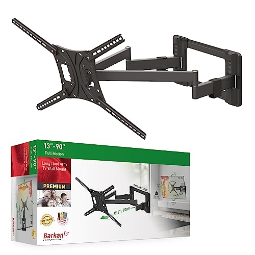 Barkan Long TV Wandhalterung, 13 - 90 Zoll Doppelarm, Schwenkbar / Vollbewegung flach & curved Fernseher TV Halterung, hält bis 60Kg, Extra stabil, für LED OLED LCD, Max. VESA 600x400 Barkan Long TV Wandhalterung, 13 - 90 Zoll Doppelarm, Schwenkbar / Vollbewegung flach & curved Fernseher TV Halterung, hält bis 60Kg, Extra stabil, für LED OLED LCD, Max. VESA 600x400 von Barkan