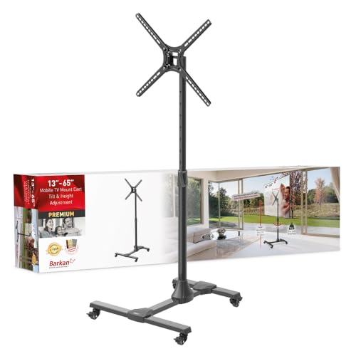 Barkan Rollen TV Wagen 13-83 Zoll Neigbare & Höhenverstellbar TV Ständer, hält bis 50Kg, Feststellbare Räder, 5 Jahre Garantie, Trolley, für LED OLED LCD, Max. VESA 400x400, Fernseher Halterung Barkan Rollen TV Wagen 13-83 Zoll Neigbare & Höhenverstellbar TV Ständer, hält bis 50Kg, Feststellbare Räder, 5 Jahre Garantie, Trolley, für LED OLED LCD, Max. VESA 400x400, Fernseher Halterung von Barkan