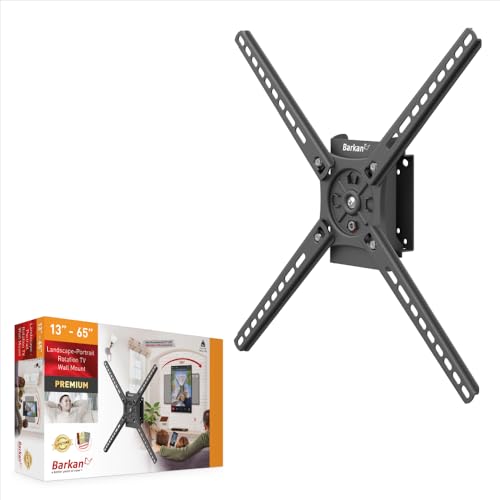 Barkan TV Drehbare Hoch und Querformat Wandhalterung, 13-65 Zoll flach & Curved Fernseher TV Halterung, hält bis 36Kg, patentiert automatische Sperre, für LED OLED LCD, Max. VESA 400x400 von Barkan
